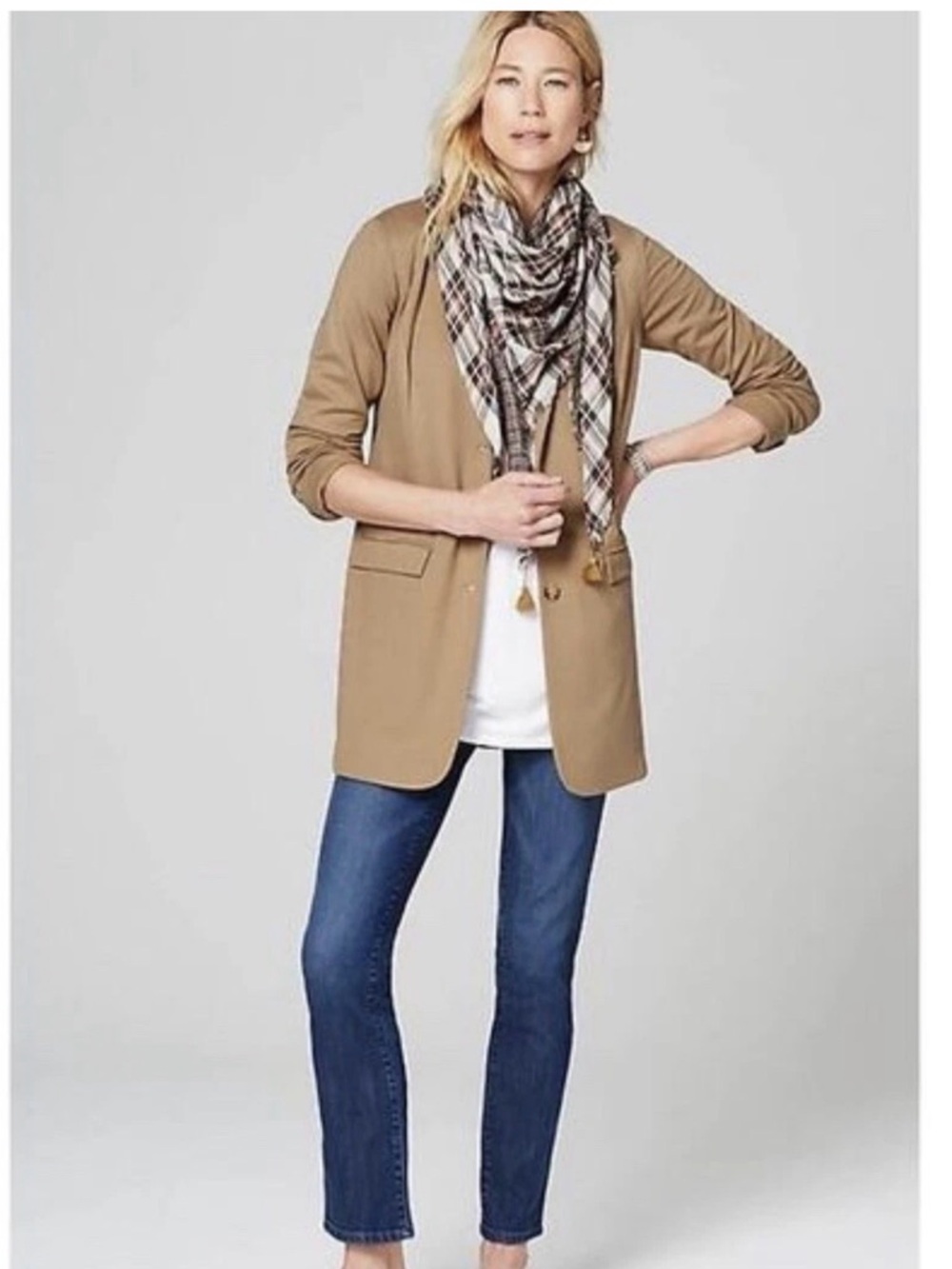 J. Jill Longline Ponte Blazer in Camel